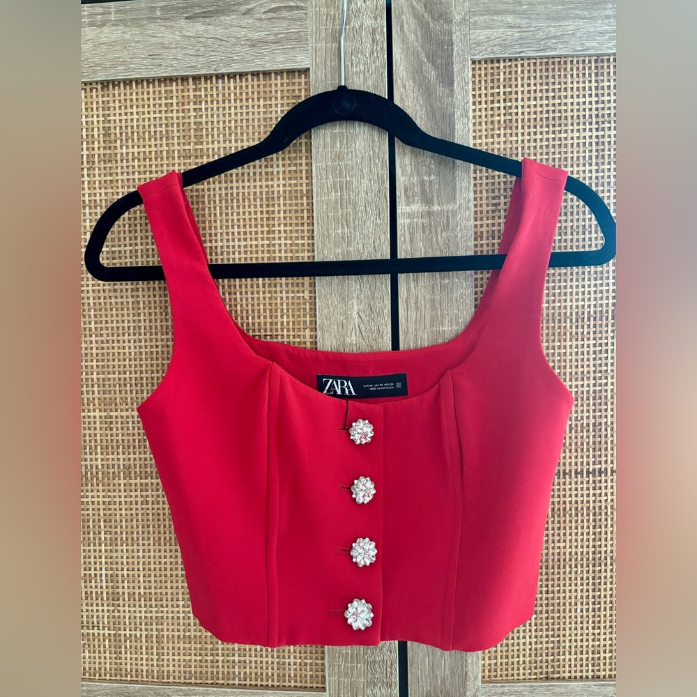 Zara Red Corset Top